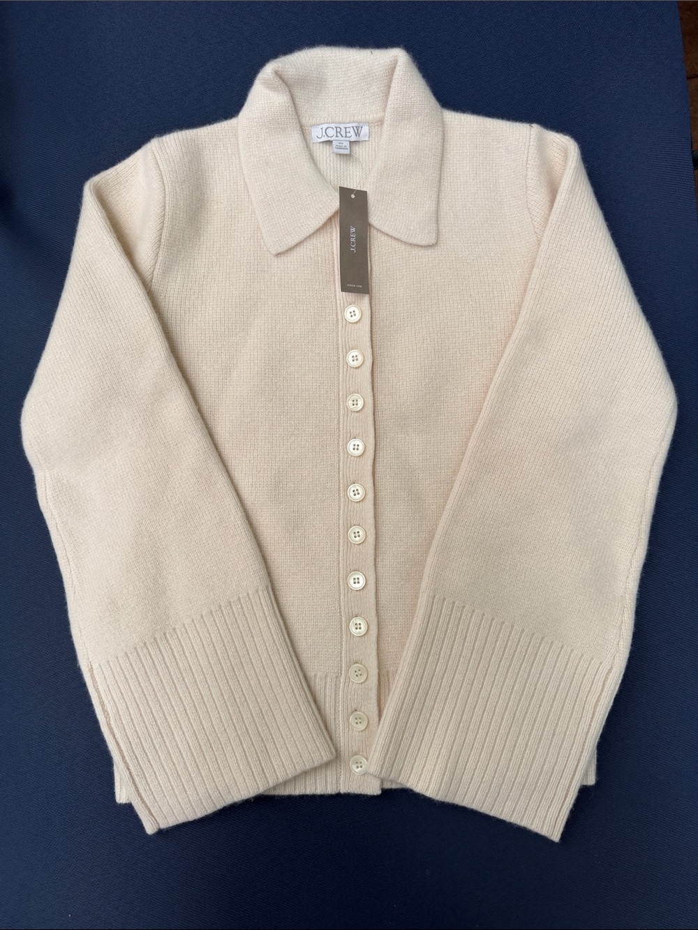 J. Crew Cream Button-Front Collared Cardigan
